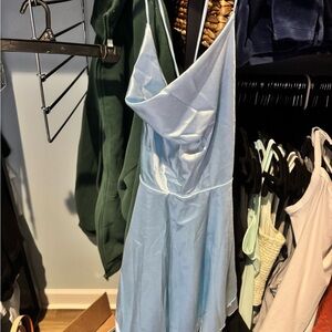 Elegant Light Blue Satin Dress